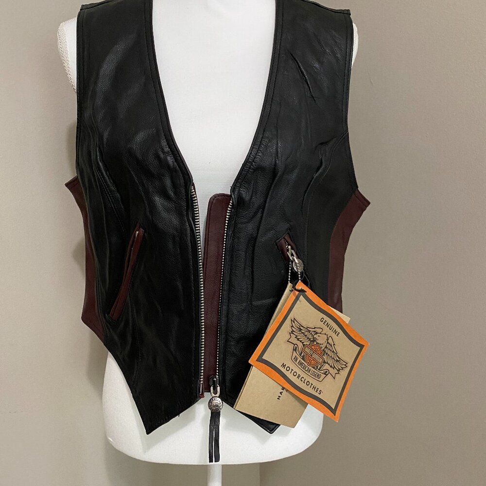 NWT Vintage 1990's Women's Harley-Davidson Genuine Leather Vest size Large